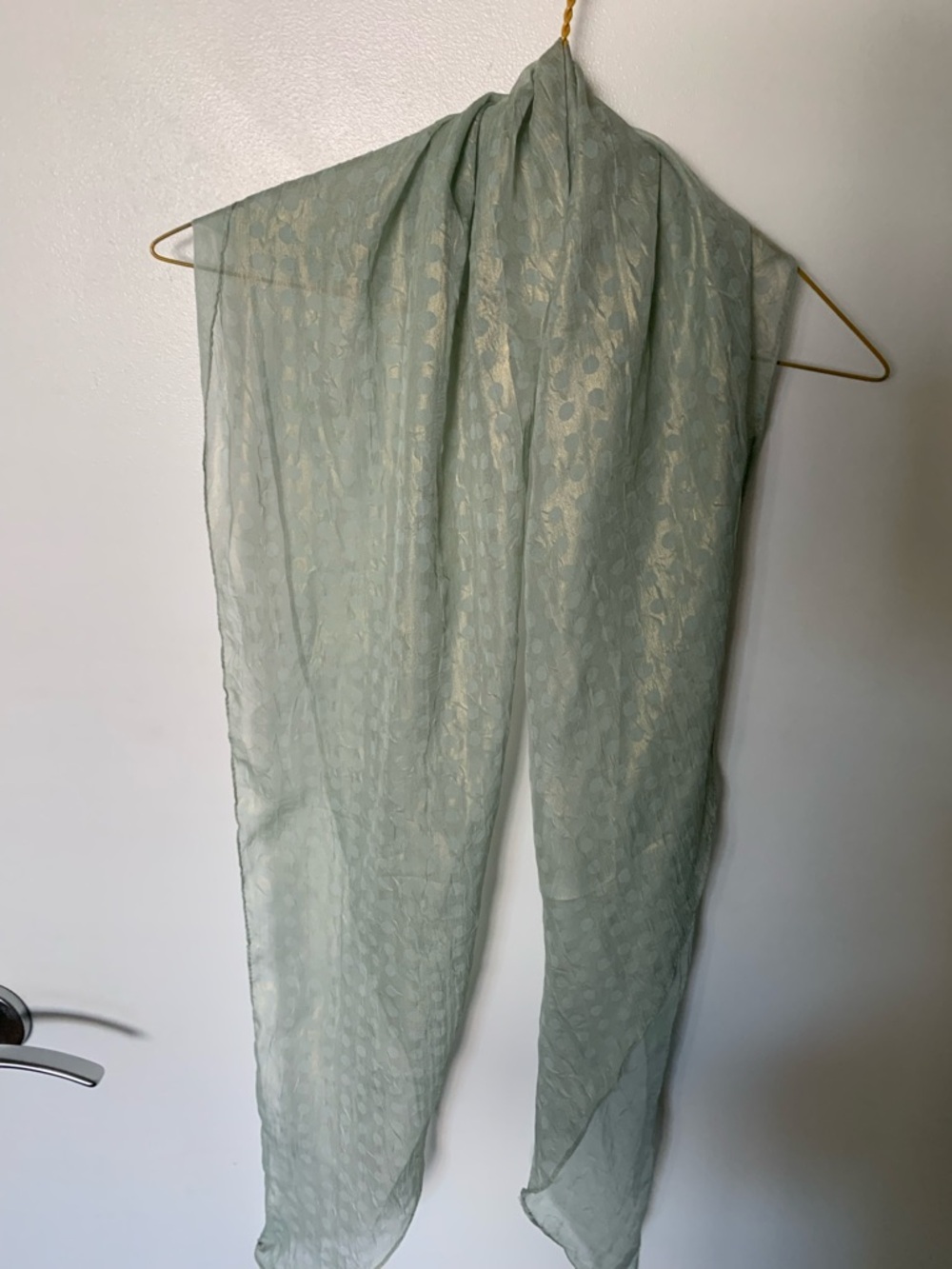 Light Green Sheer Polka Dot Chiffon Rectangle Scarf Wrap for Women Spring Summer